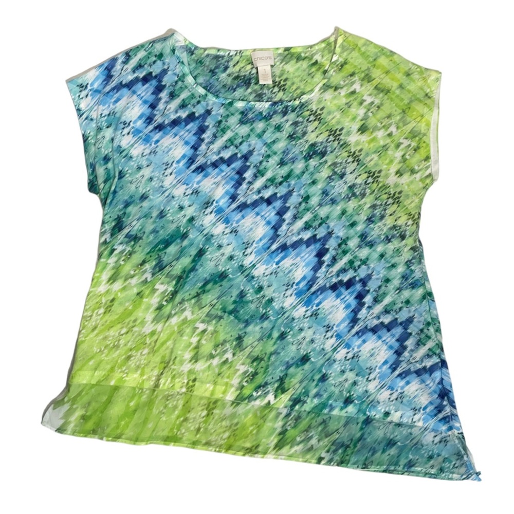 CHICO’S GEOMETRIC PULLOVER TOP, CHICO’S SIZE 1
